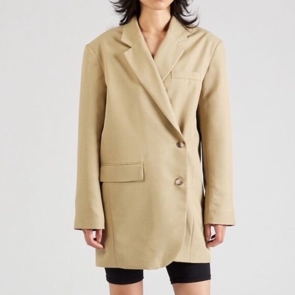 Topshop Blazer Oversized Asymmetrical Professional Business Jacket Size 6 - Picture 9 of 16